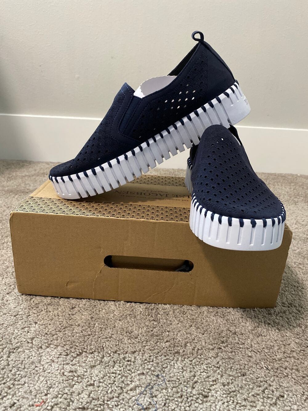 New ILSE JACOBSEN Tulip 139 Dark Indigo Slip-On Shoes EU 37 US 6.5